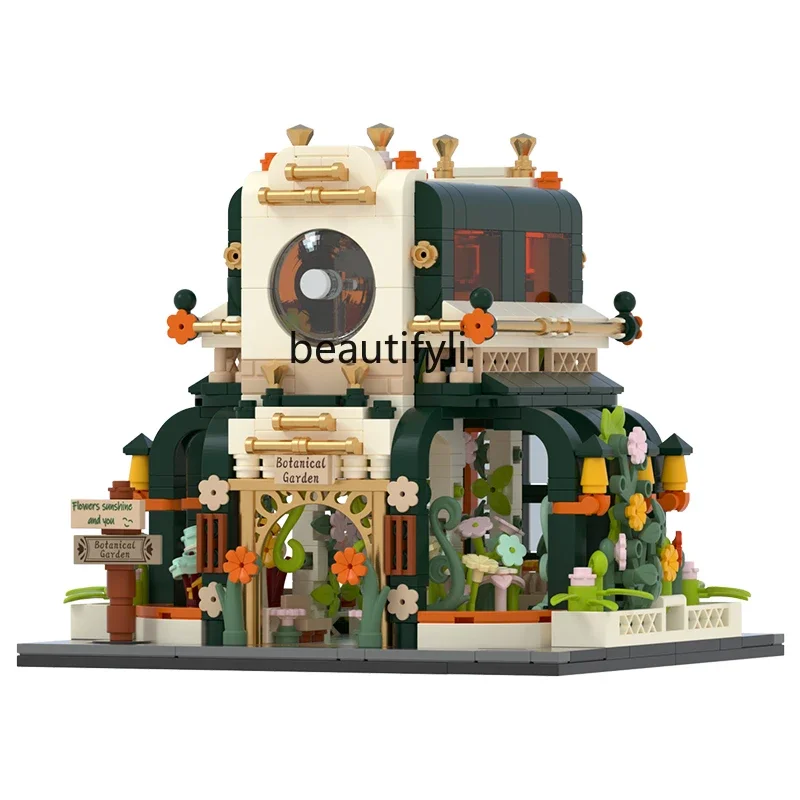 Building block building botanical garden street view bouquet girl birthday gift puzzle toy