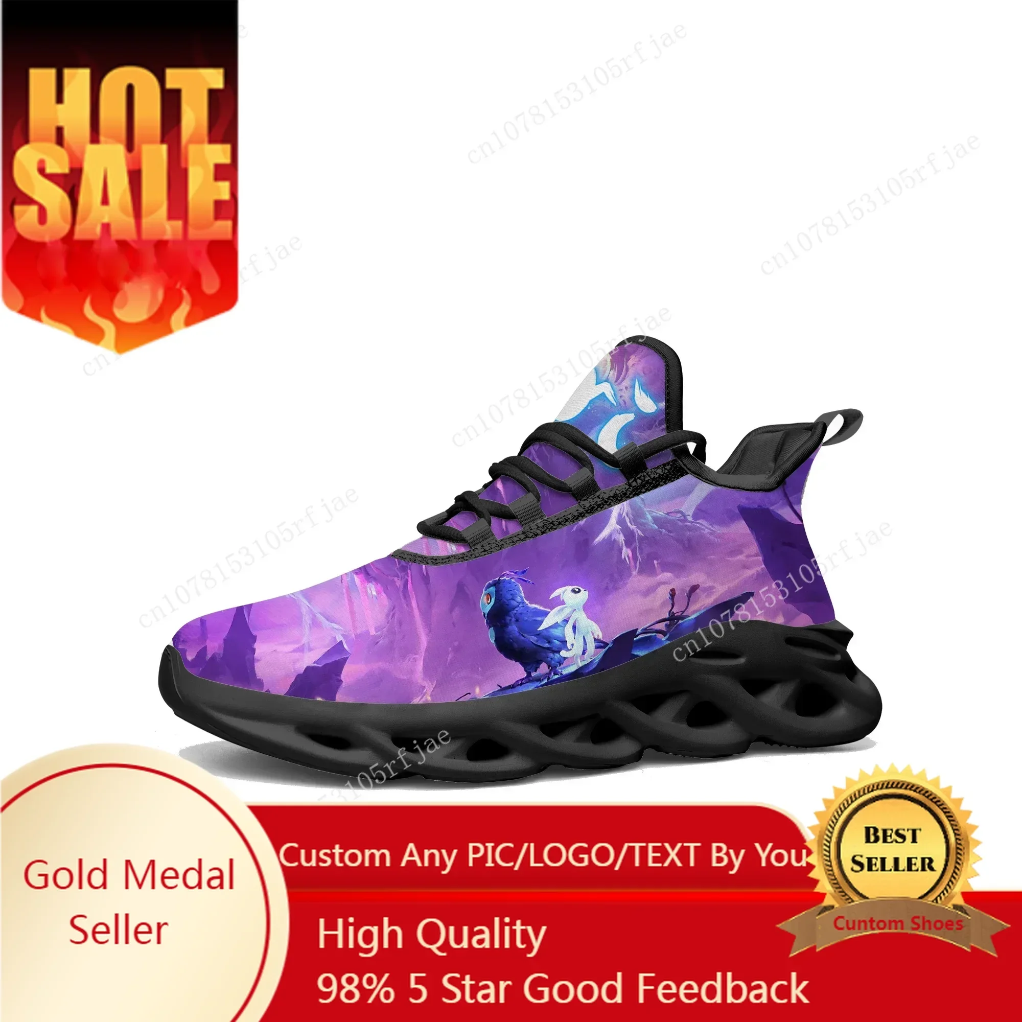 

Cartoon Game Ori and The Will of The Wisps Flats Sneakers Men Women Sports Running Shoes Tailor Made Lace Up Shoes