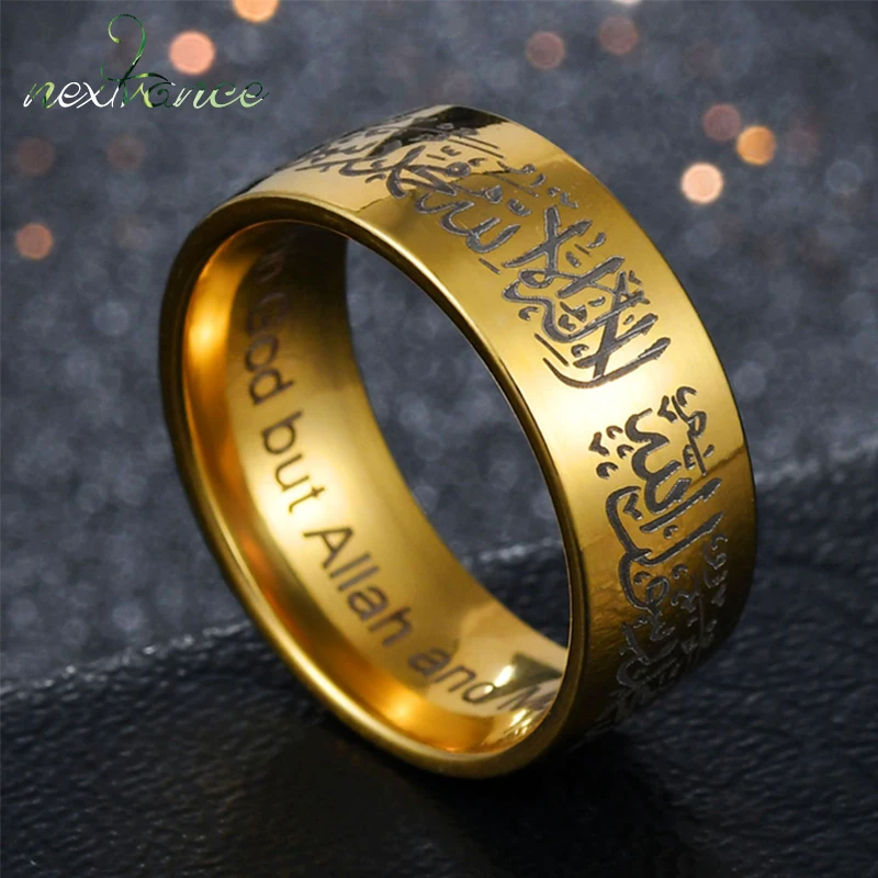 Nextvance Stainless Steel Rings Muslim Religious Islamic Halal Words Rings for Men True God Allah Muhammad Jewelry Gifts