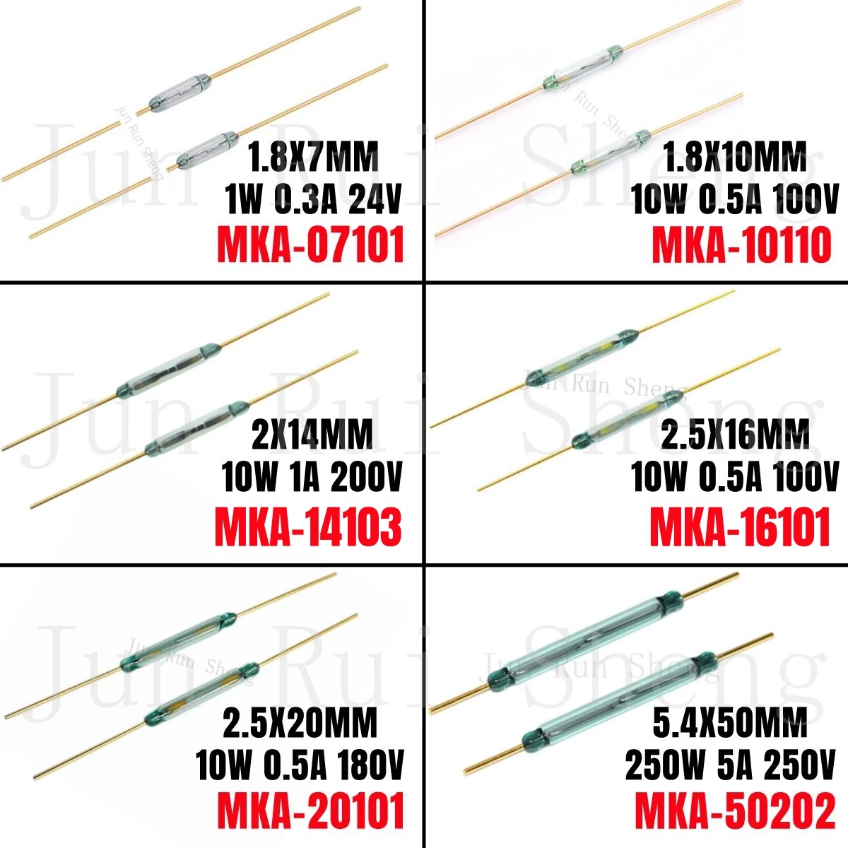 10PCS Original Reed Switch MKA07101/10110/14103/16101/20101/50202 7MM/10MM/14MM/16/20/50MM Normally Open Magnetic Contact Sensor