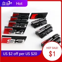 2025 Hot 3D ABS Car Grill Logo Emblem Front Grille Badges Decoration Tools For Audi S3 S4 S5 S6 S7 Auto Exterior Modification Ac