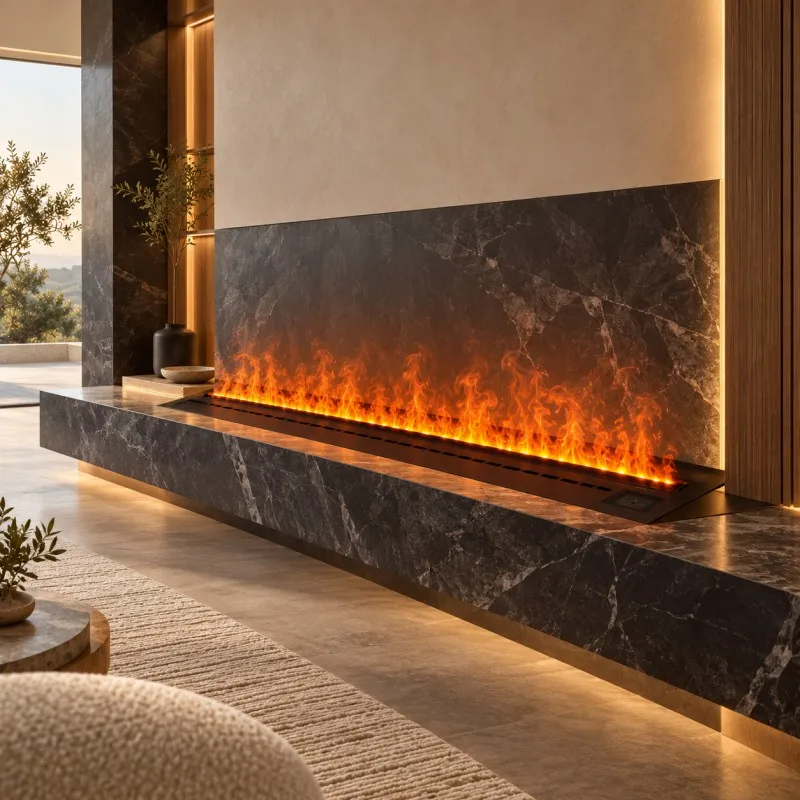 3D Realistic LED Water Mist Fireplace with 12 Flame Colors and 5 Brightness Levels,Remote Control,Customized Room TV Stand
