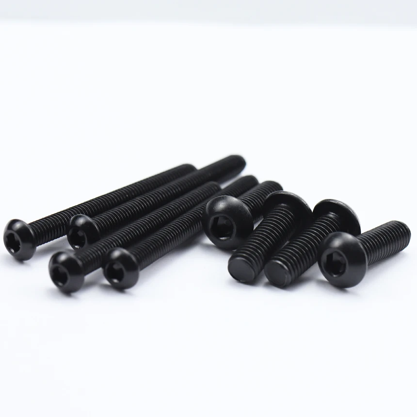 M2 M2.5 M3 M4 3/4/5/8/10/12/16/18/20/25-40 Black 304 Stainless Steel Inner Hex Hexgaon Socket Button Round Allen Head Bolt Screw image 2