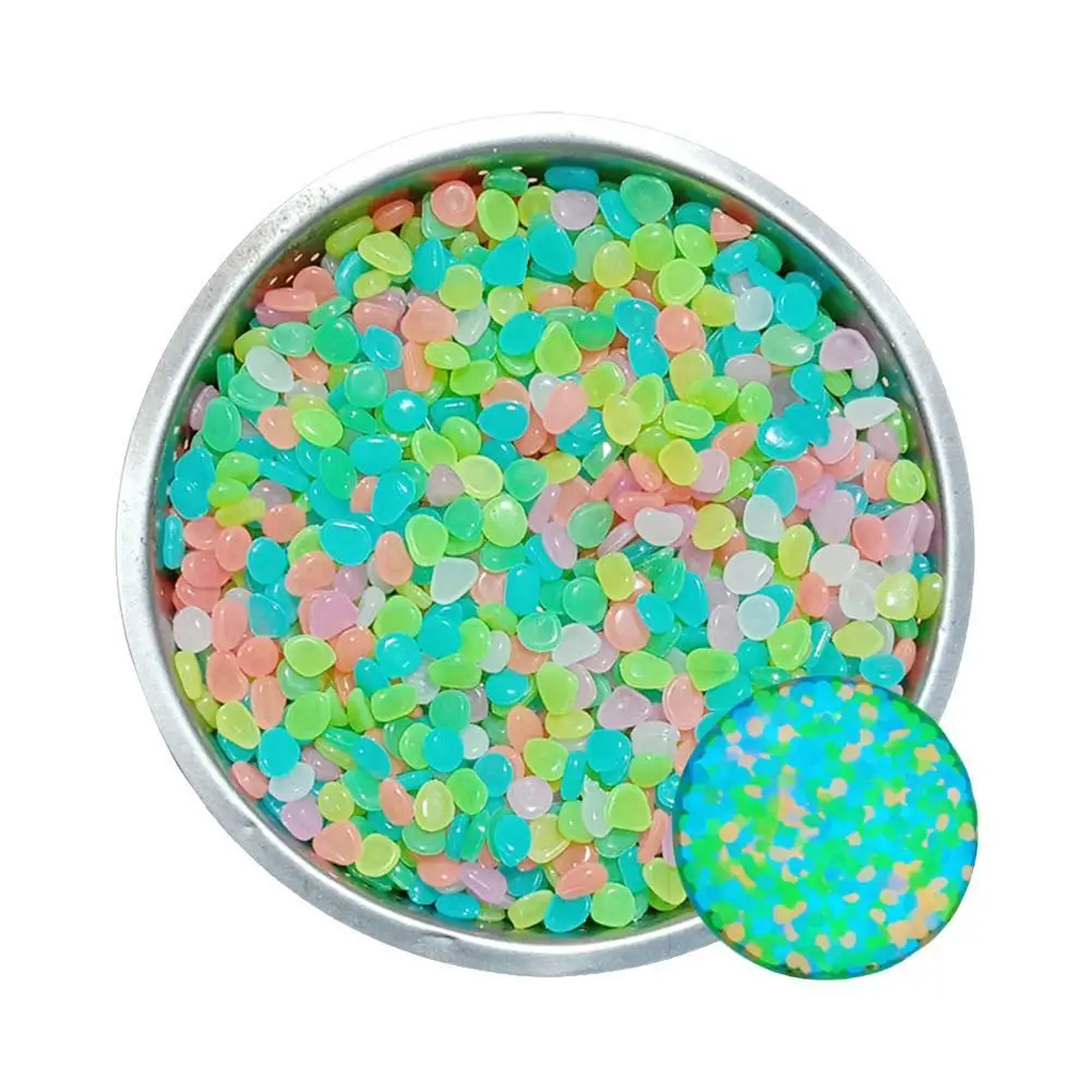 50 pieces/Pack Glow In The Dark Garden Pebbles Stones for Aquarium Fish Tank Bar Vase Decoration Fluorescent Luminous Stones