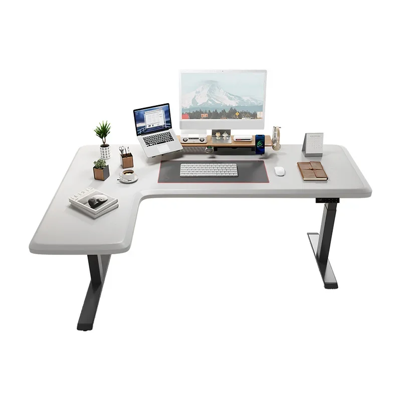 

Corner electric lifting table Multifunctional home study desk with plastic spray desktop