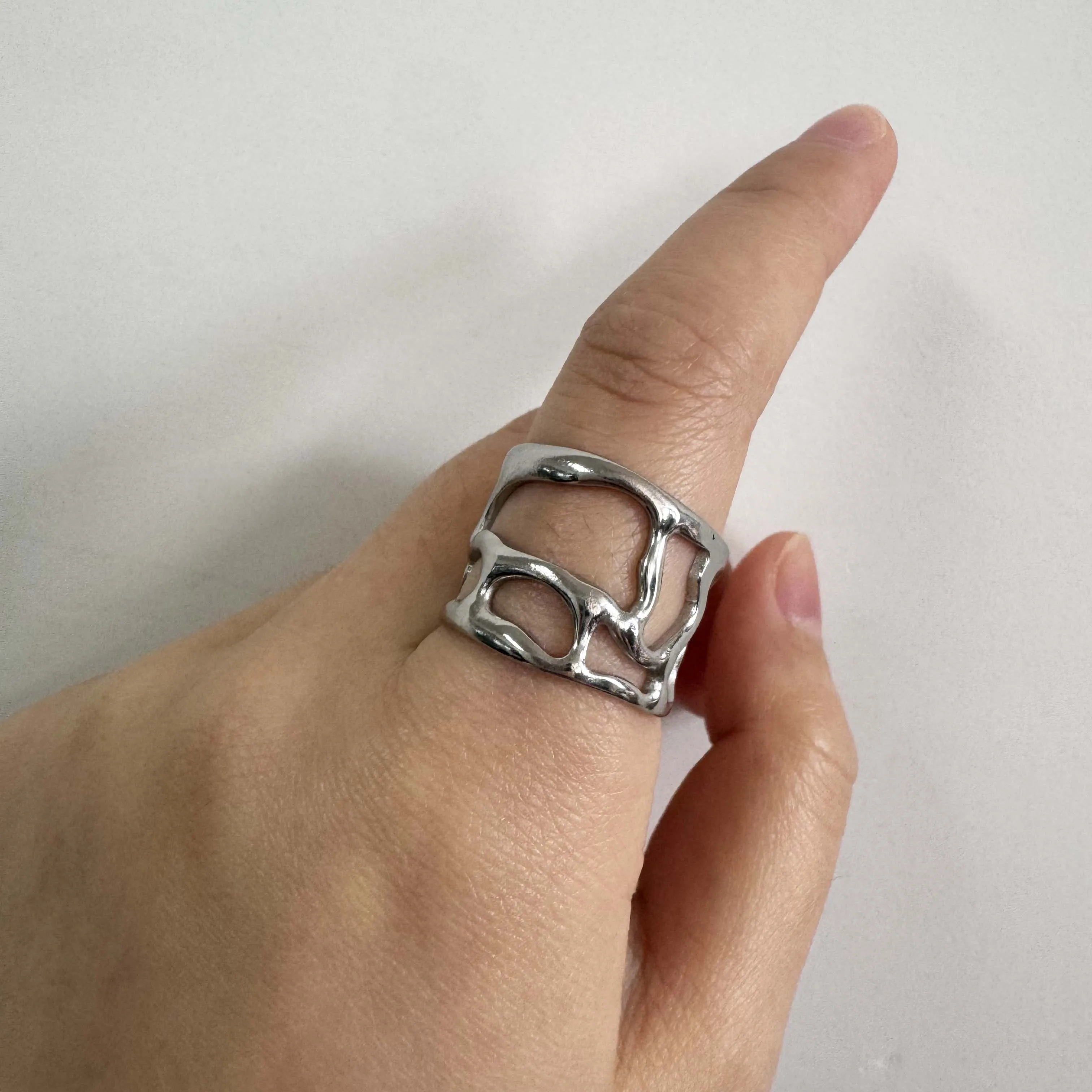 Unisex Stainless Steel Irregular Multi-Layer Ring