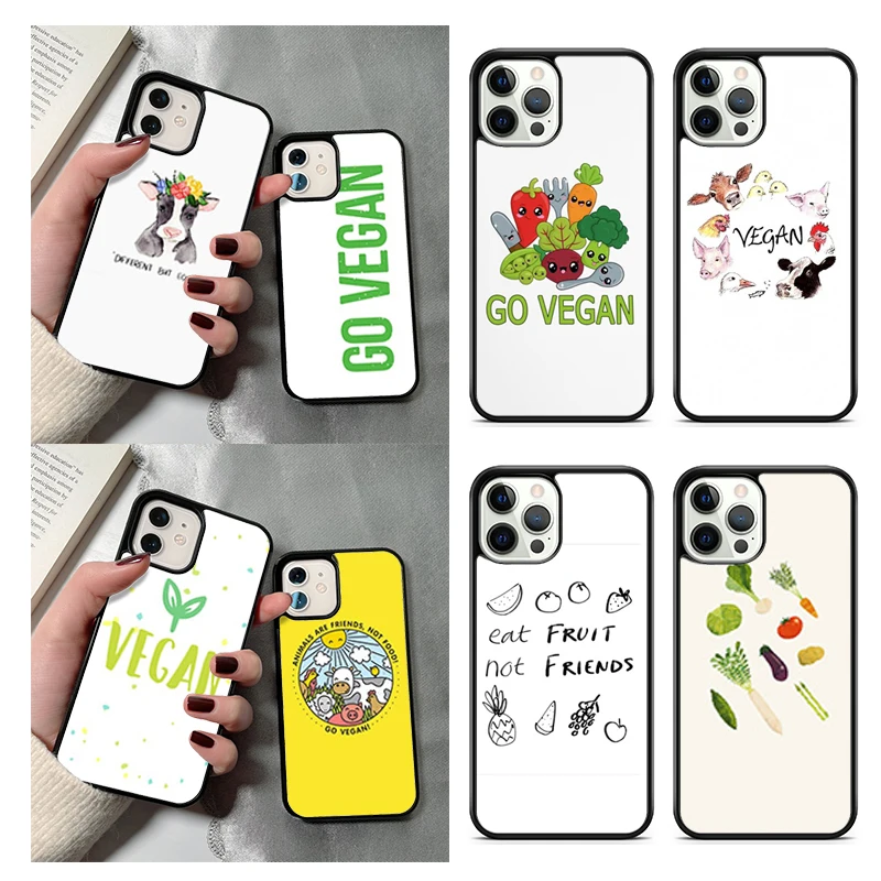 Funda de teléfono con citas veganas para iPhone, carcasa para modelos 14, 15, 13, 12 Mini, X, XR, XS Max, Apple 11 Pro Max, 6S, 8, 7 Plus, SE2020