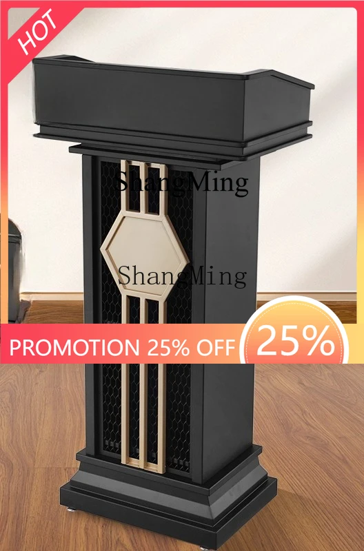 

FG steel emcee presiding over the speaking desk restaurant shopping guide reception desk hotel welcome desk