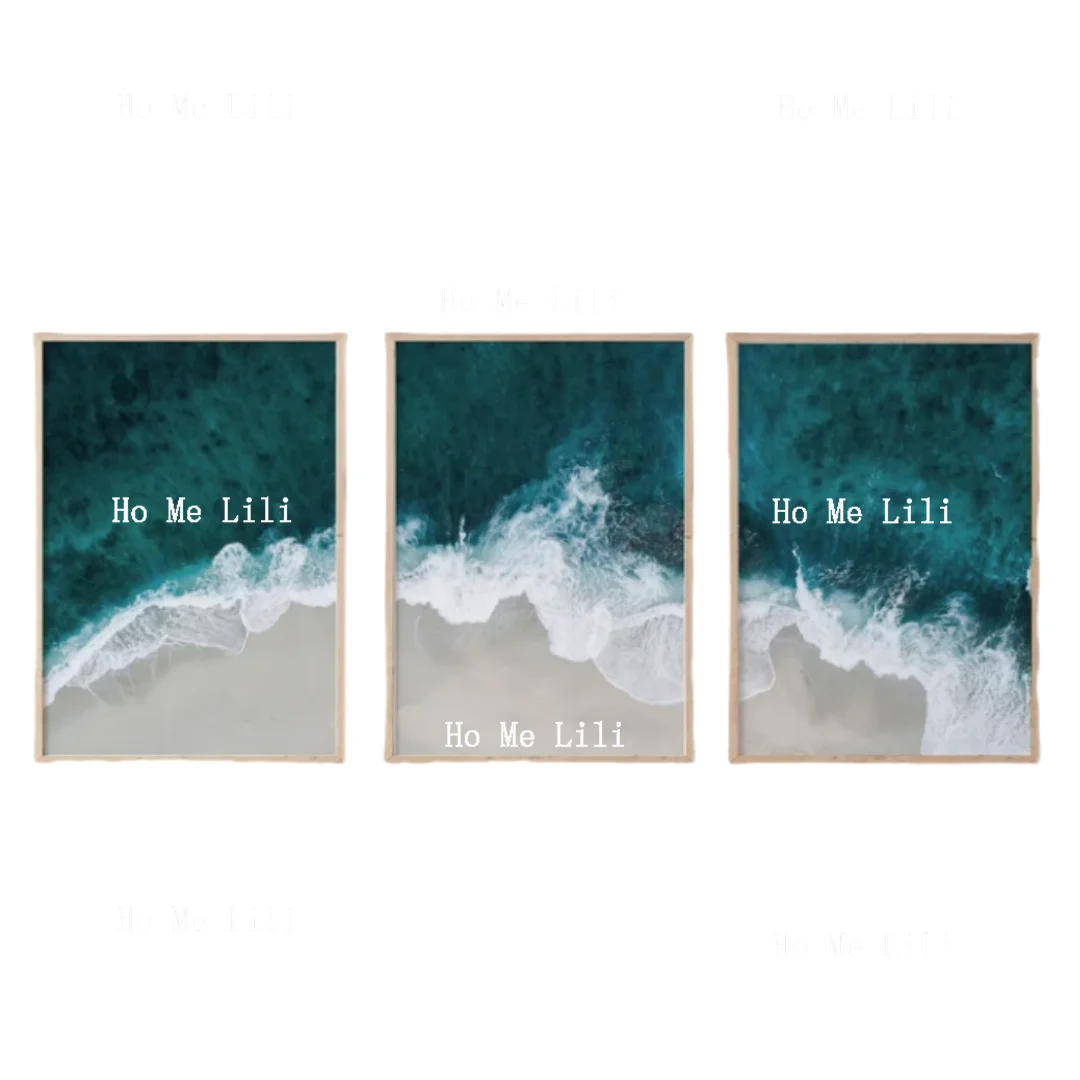 Ocean Triptych Wall Art Ocean Waves Aerial Coast 3 Piece Wall Art