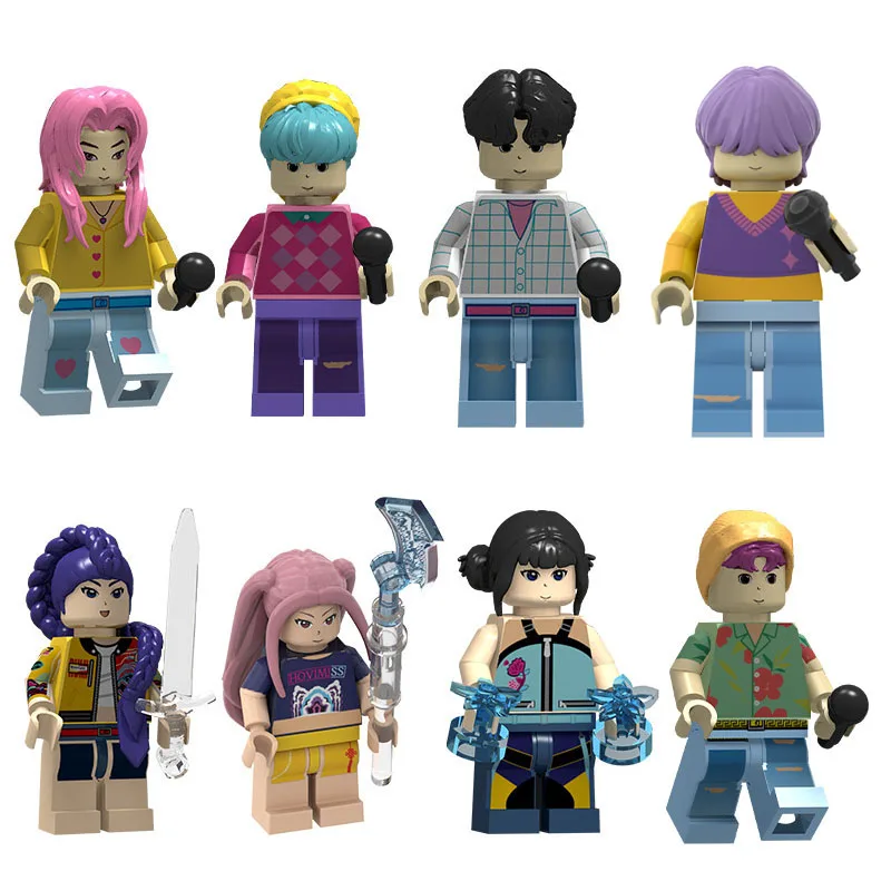 KPOP – blocs de construction de poupées de dessin animé Demon Hunters, Mini figurine d'action pour fille et garçon, jouets éducatifs pour enfants, cadeau de noël