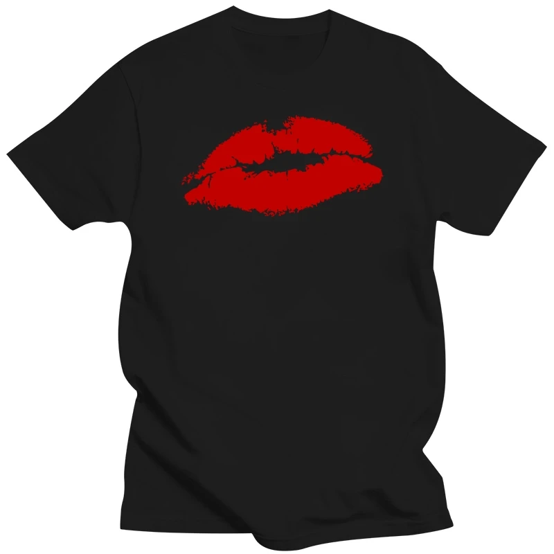 Red Lips Lipstick Kiss Imprint Men's T-Shirt Quality T Shirts Men Printing Short Sleeve O Neck T shirt Short Sleeve Basic Tops