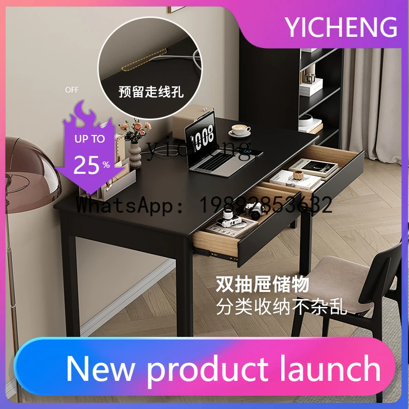 

X9 Solid Wood Desk Home Learning Simple Bedroom Writing Desk Office Dresser Black Study Computer Desk