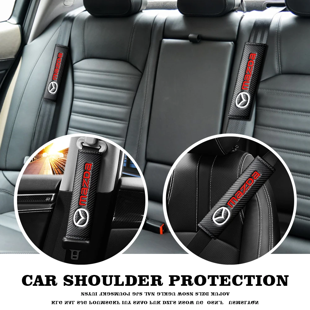 2pcs Cotton Flannel Protective Cover Shoulder Pads Car Styling Badge Accessories For Mazda 3 5 6 8 CX5 CX-7 CX-9 MX-5 ATENZA