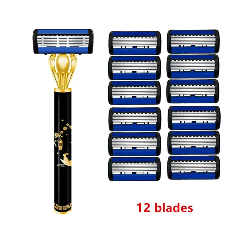 Black Luxury Metal Knife Holder Razors for Shaving Men Rabbit Pattern Straight Shaving Razor