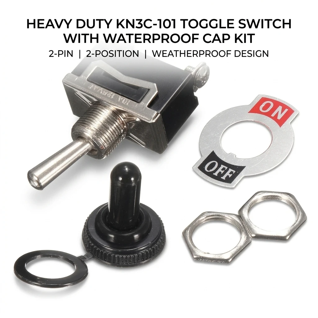 

Универсальный автомобильный тумблерный переключатель с водонепроницаемым резиновым чехлом KN3C-101, 2-контактный SPST, металлический рычажный переключатель ВКЛ/ВЫКЛ для грузовиков, фургонов, морского транспорта, лодок