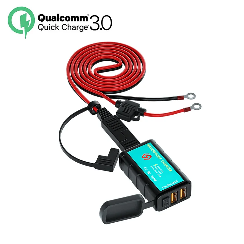 

Motorcycle 12V USB Charger Waterproof Switch With Voltmeter Fast Charging Adapter SAE To USB Type-C Socket Motorbike Accessories