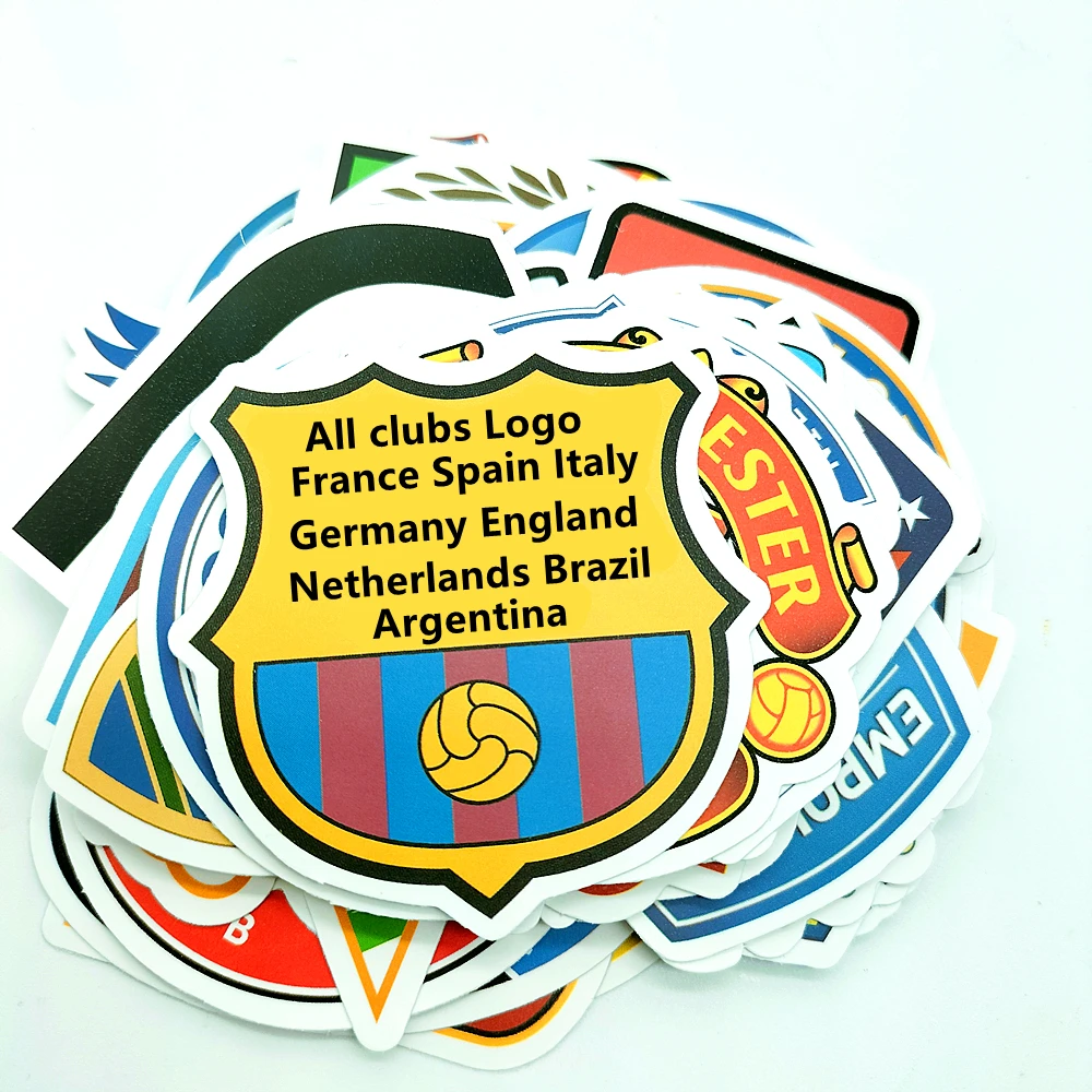 Spain Football Team Clubs Bar Wall Stickers Italy Barcelona France England All Soccer Teams Logo Sticker for Sports Fan Souvenir