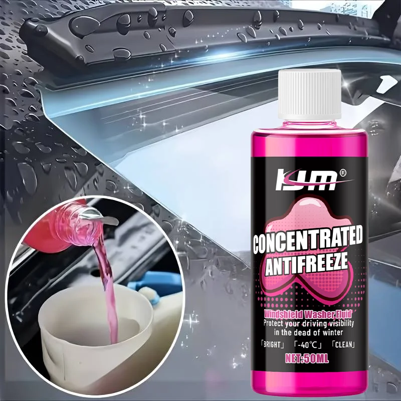 KJM 50ml Concentrated Windshield Washer Fluid Powerful Oil Film Remover Deep Cleaning Auto Glass Dirt Remover for Clear Driving