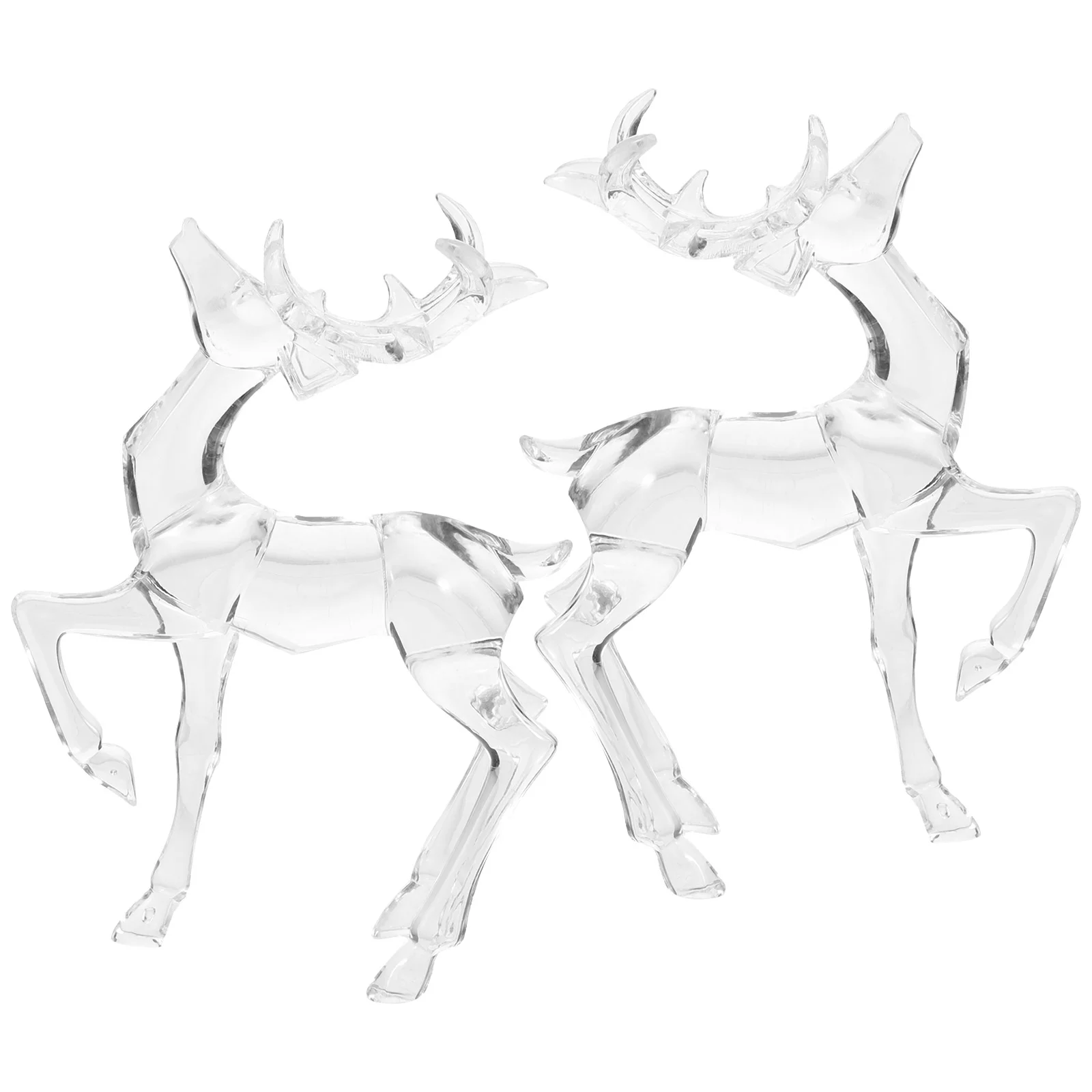 

2 Pcs Transparent Standing Reindeer Christmas Pendant Home Ornaments Decorations 2pcs Elk Figurines Statue Holiday Office