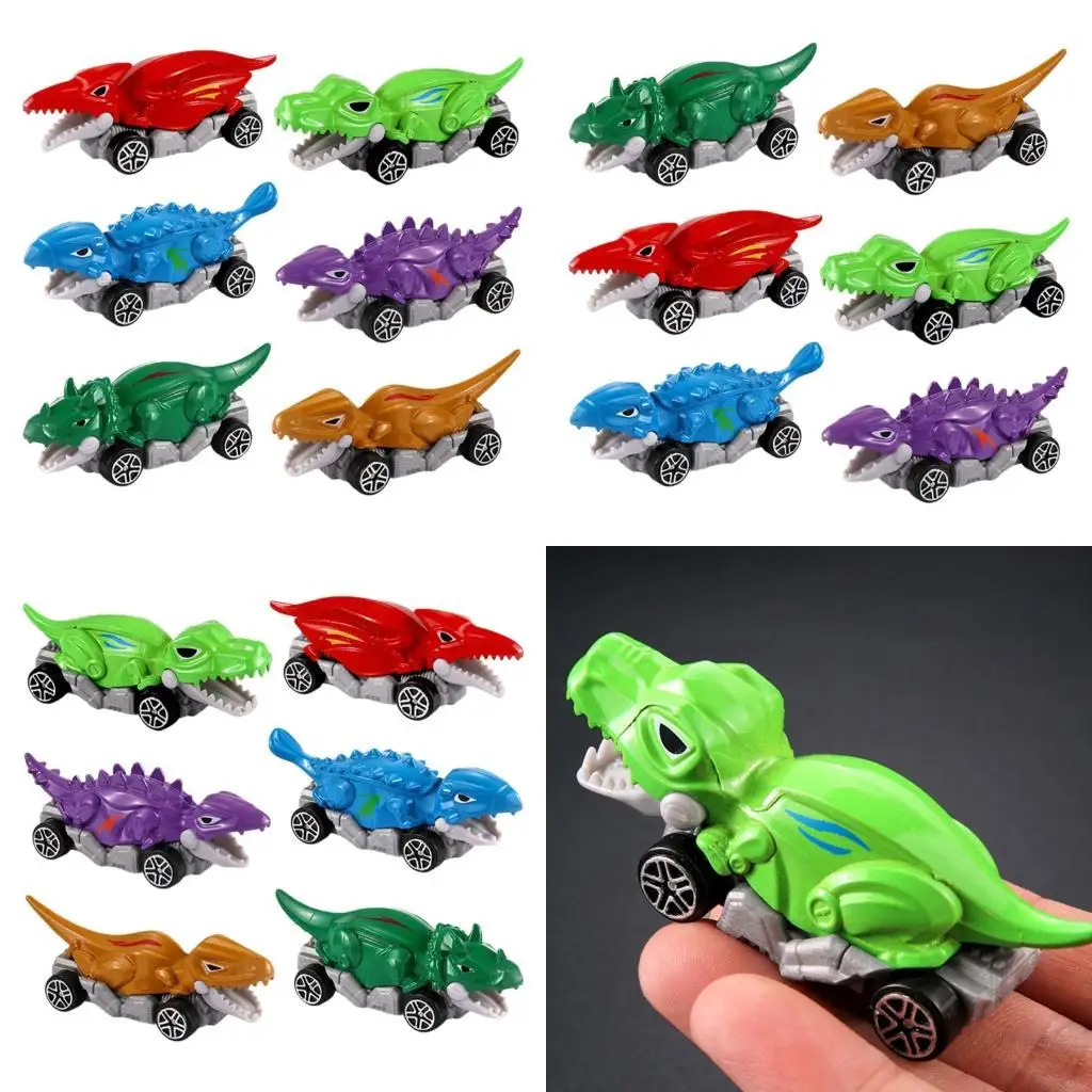 

Pack of 6 Alloy Dinosaur Car Toy for Kids Realistic Dinosaur Design Push and Go Play Vehicle Model for Active Children