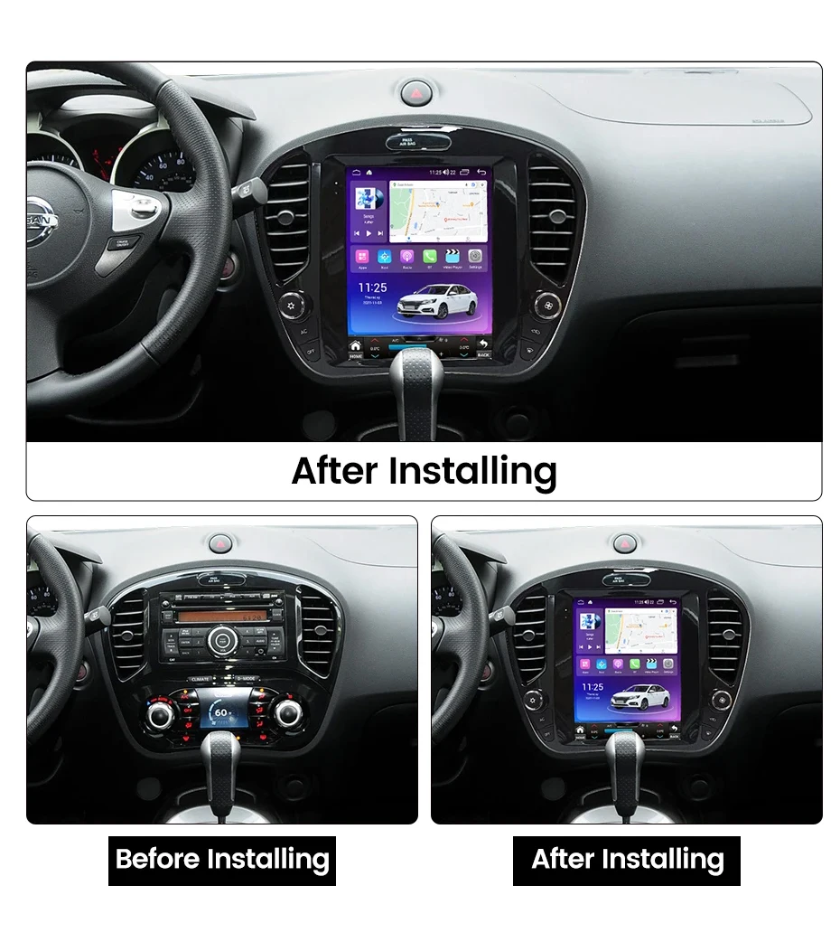 Wireless Carplay Auto For Nissan Juke 2011-2019 Tesla Style Vertical Screen GPS Navigation Car Radio Head Unit Multimedia Player