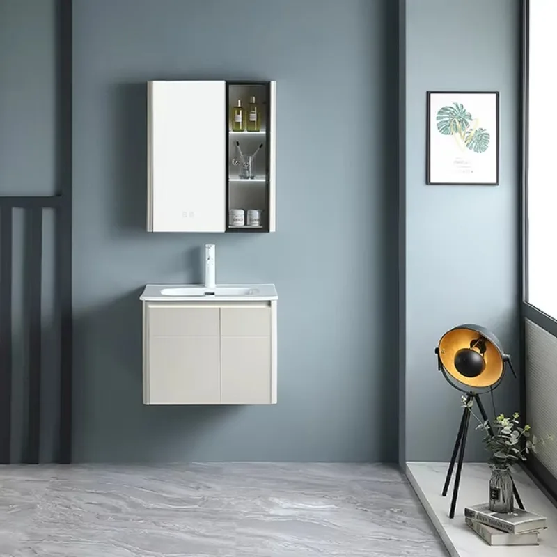 

Hot Sales Modern Bedroom Furniture Vanity Wall Mounted Hotel Bathroom Vanity Sets With Stainless Steel Frame for Small Bathrooms