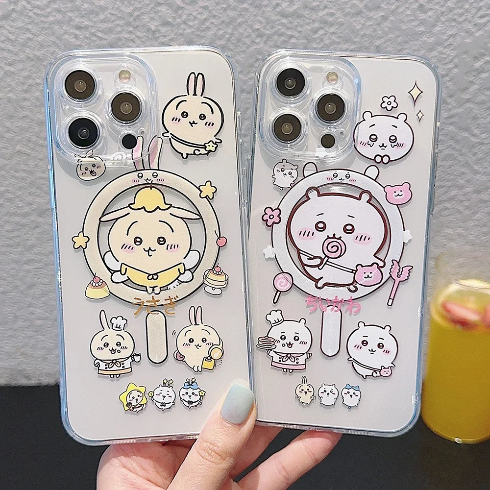 Cute Cartoon Chiikawas Magsafe Magnetic Phone Case for iPhone 16 15 14 13 12 11 8 7 Plus Pro Max X XR XSMax Soft Clear Tpu Cover