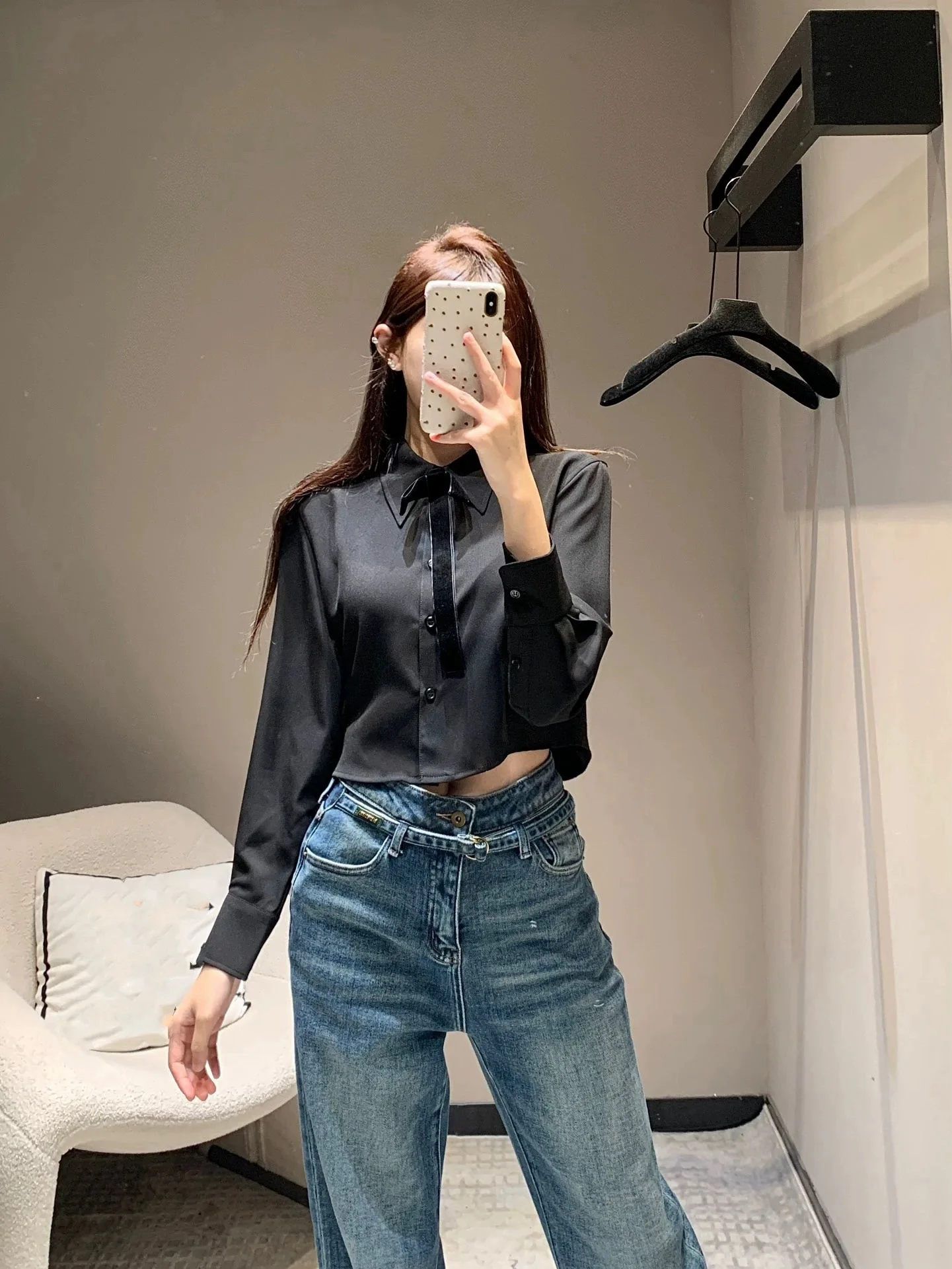 2025 primavera nuova camicia senior con risvolto in stile Herben francese stile occidentale tutto abbinato con riduzione dell'età