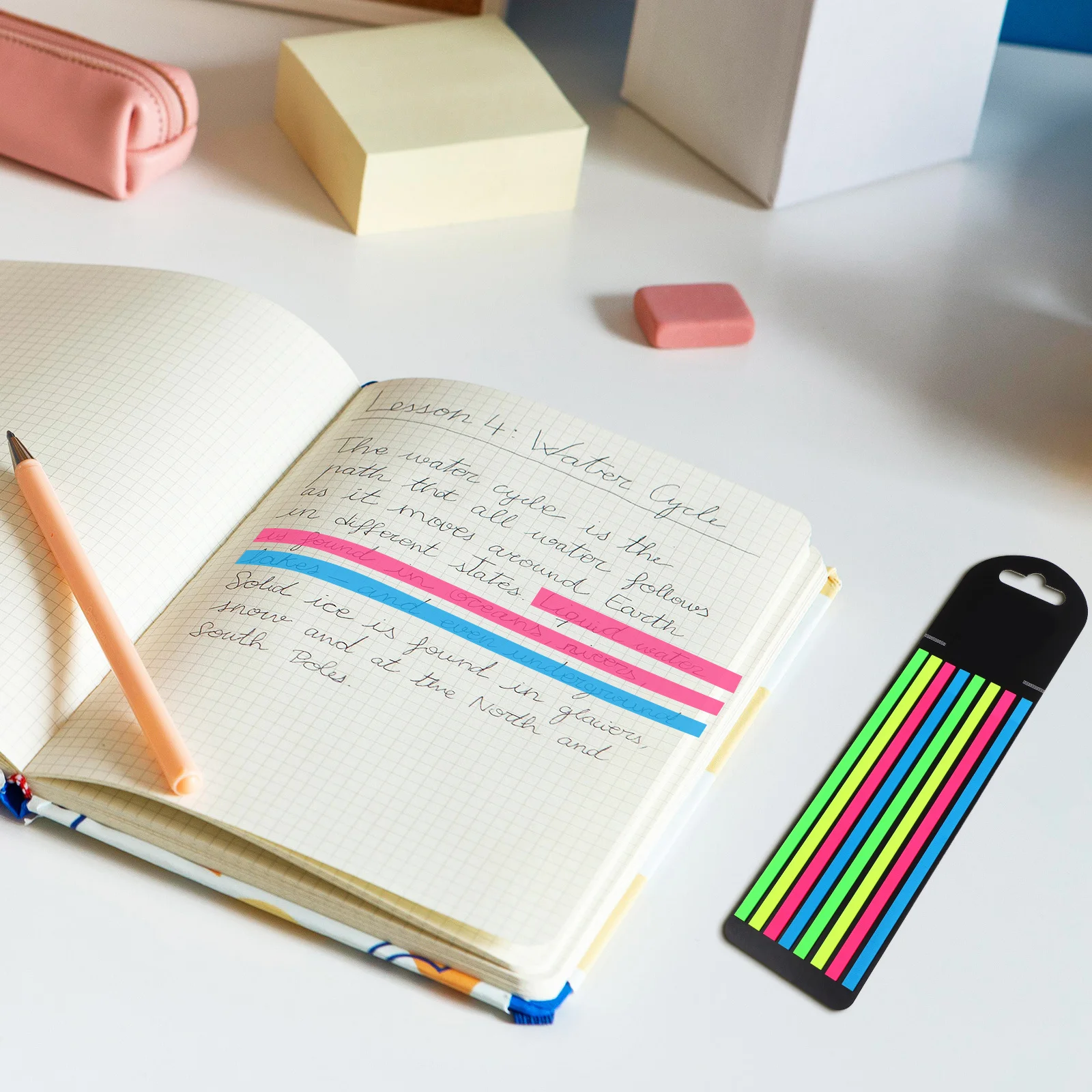 

3 Boxes Sticky Highlighter Tapes Transparent Fluorescence Highlight Strips Long Page Markers Study Supplies Highlighter Strips