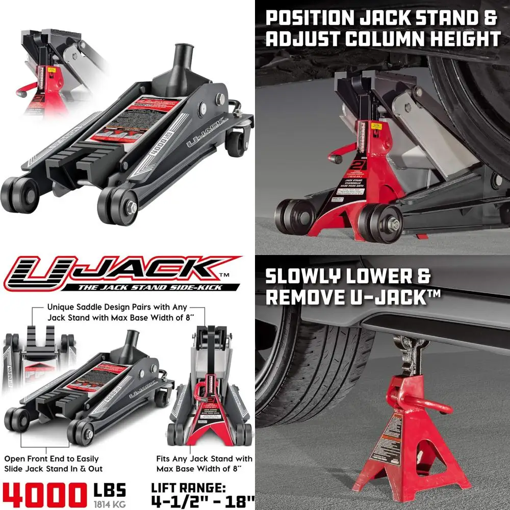

2 Ton Garage Jack with 3000 LB Capacity, Lift Range 4.5 to 18.75, Unique Sliding Saddle for Enhanced Stability