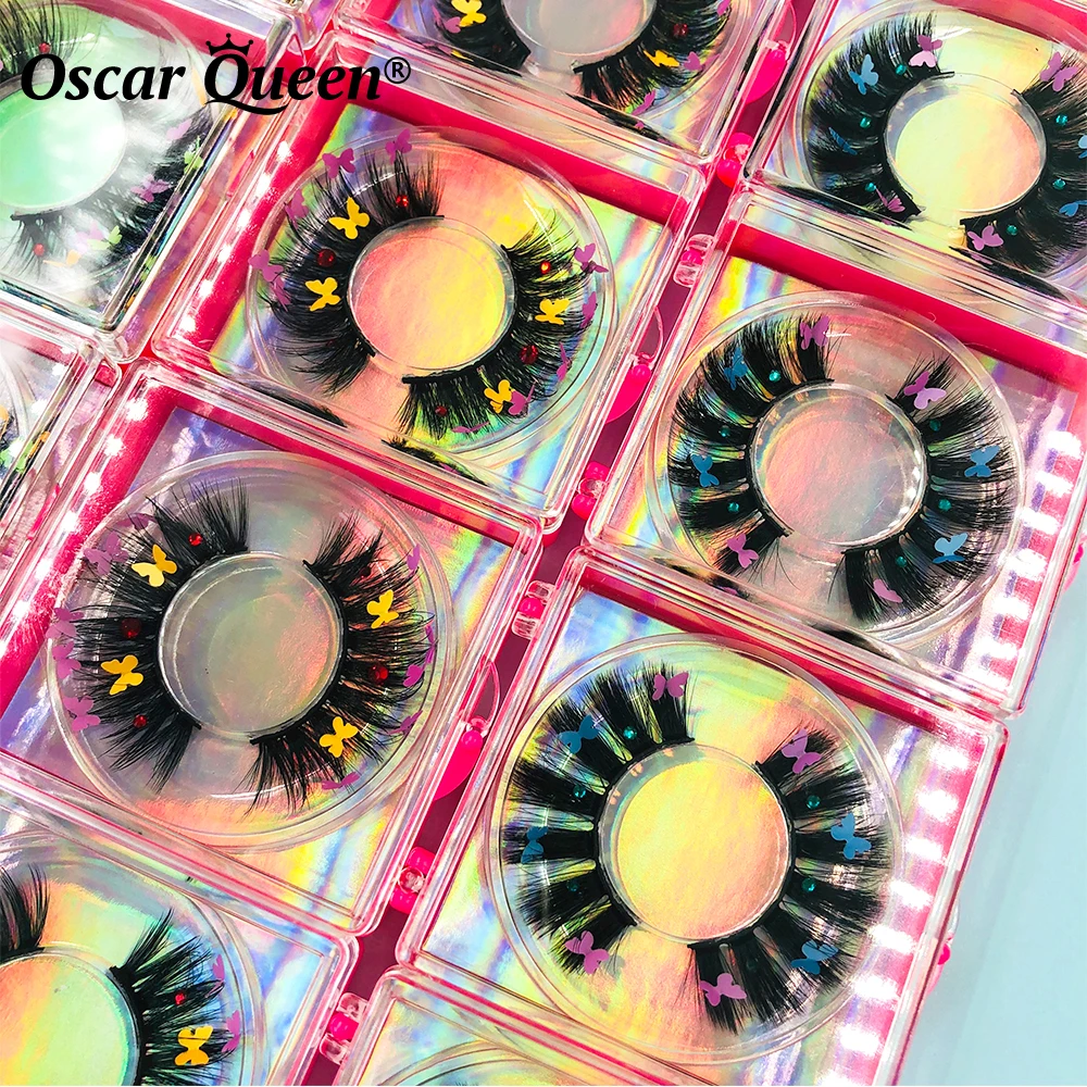 

Eyelashes With Butterfly Ombre Colored Lashes 3D Messy Fluffy Mink Lashes Bulk Wholesale 5D Natural Fake Eyelashes Box Package