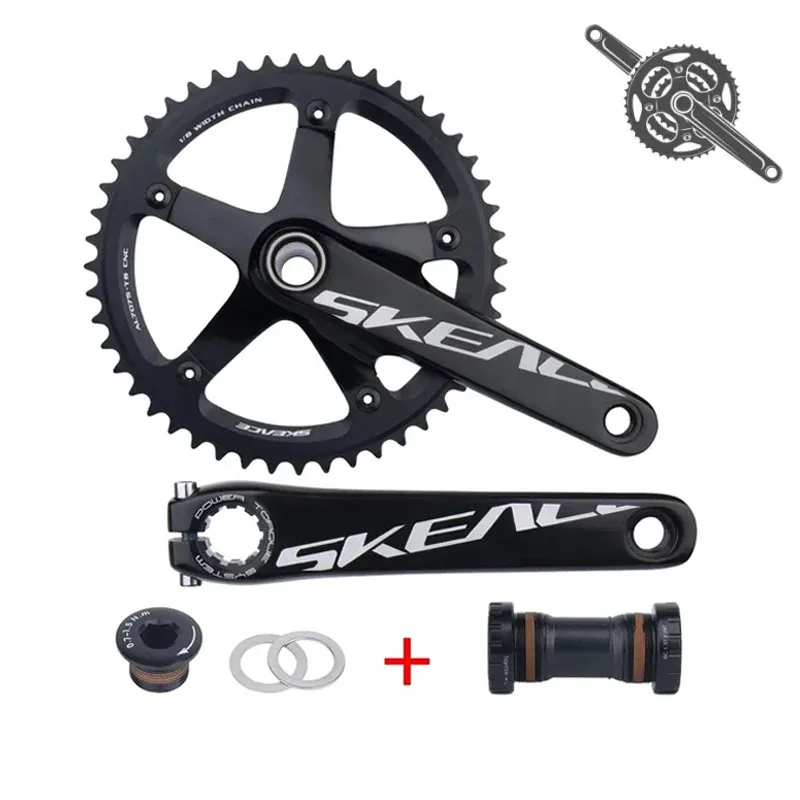 

SKEACE Single Speed round hole Racing Track Bike Cranking 48T/49T 144BCD 165mm Fixed Gear Crankset chainwheel including BB