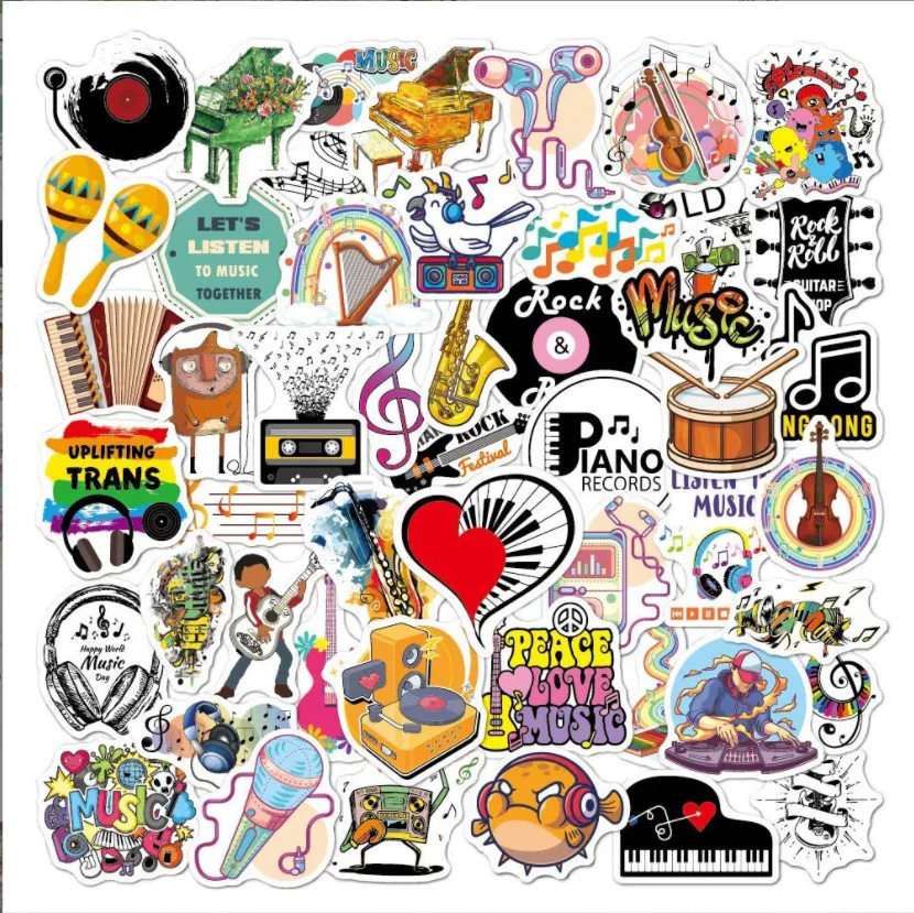 

50Pcs Rock Music Stickers Cool Rock Band Punk Vinyl Waterproof Graffiti Decals Sticker for Hydro Flask Laptop Cover Computer PC