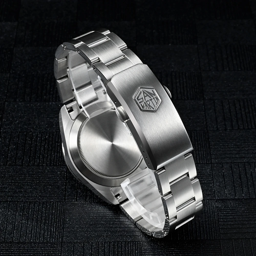 Imagem -05 - San Martin Novo 38 mm Relógio Masculino Moda Luxo Nh35 Explorar Esportes Relógio de Pulso Mecânico Automático à Prova Impermeável Água 100m Espelho Safira