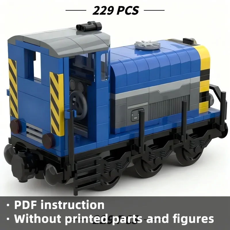 MOC Industrial Diesel Shunter Locomotive Building Blocks Set 229Pcs, Freight Train Engine Bricks Model Adults