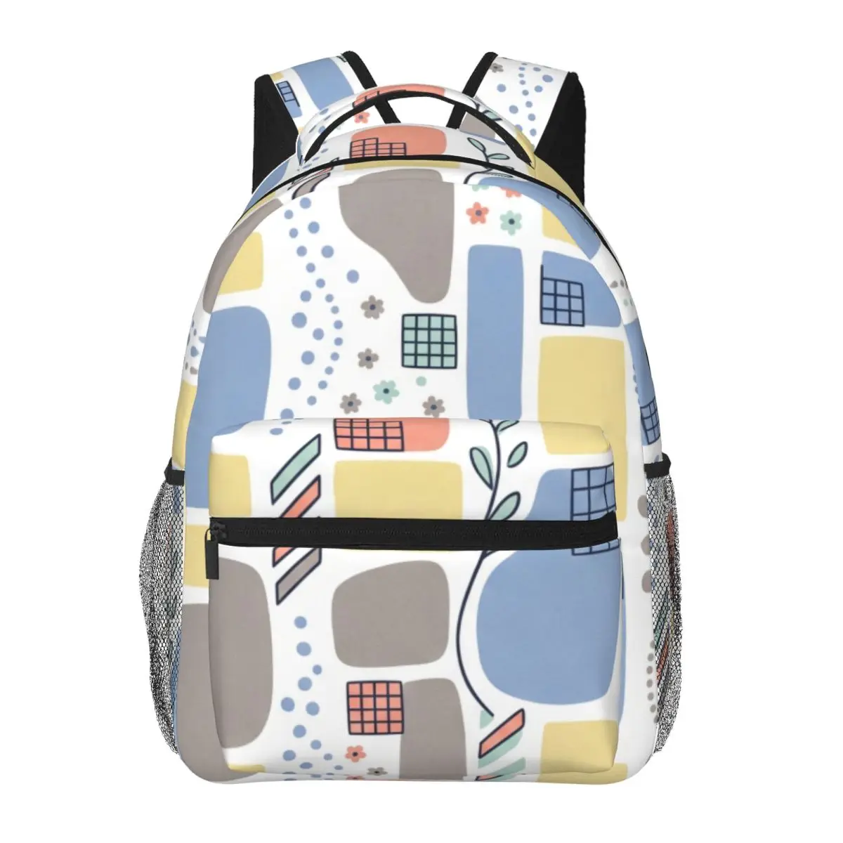 Outdoor Lightweight Backpack Vertical Geometry Spot Checker Stripe Street Graphic Light Ground Printed Rucksack for Hiking Cute