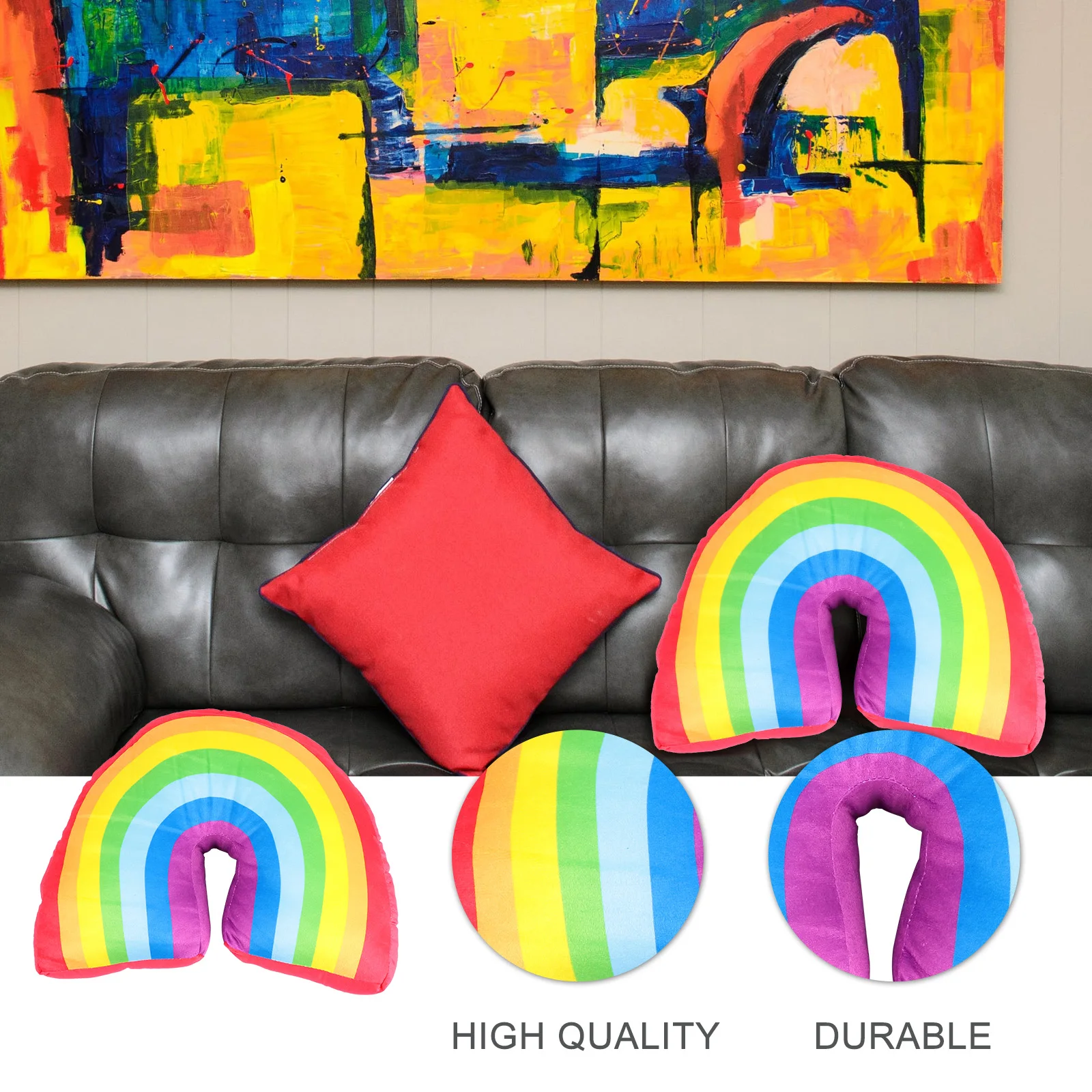 

1Pc Rainbow Pillow Soft Pp Cotton Cushion Home Decor Comfortable Gift Living Room Bedroom Office Car Chairs