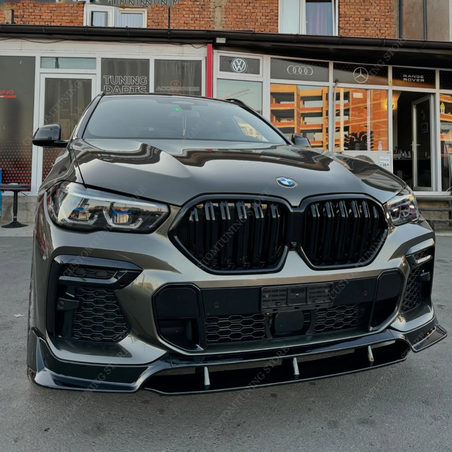 Gloss Black MT Style Front Bumper Lip Spoiler Splittter For Bmw X6 G06 M50i M50d M Sport 2019-2023 Pre-Lci Bodykits