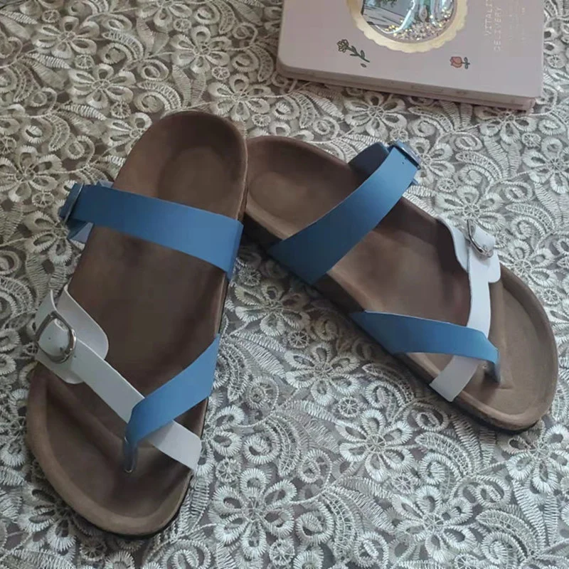 Summer New Women Cross Buckle Orthotic Sandals Unisex Lovers Slippers Classics Leather Print Casual Beach Flip Flop Clogs