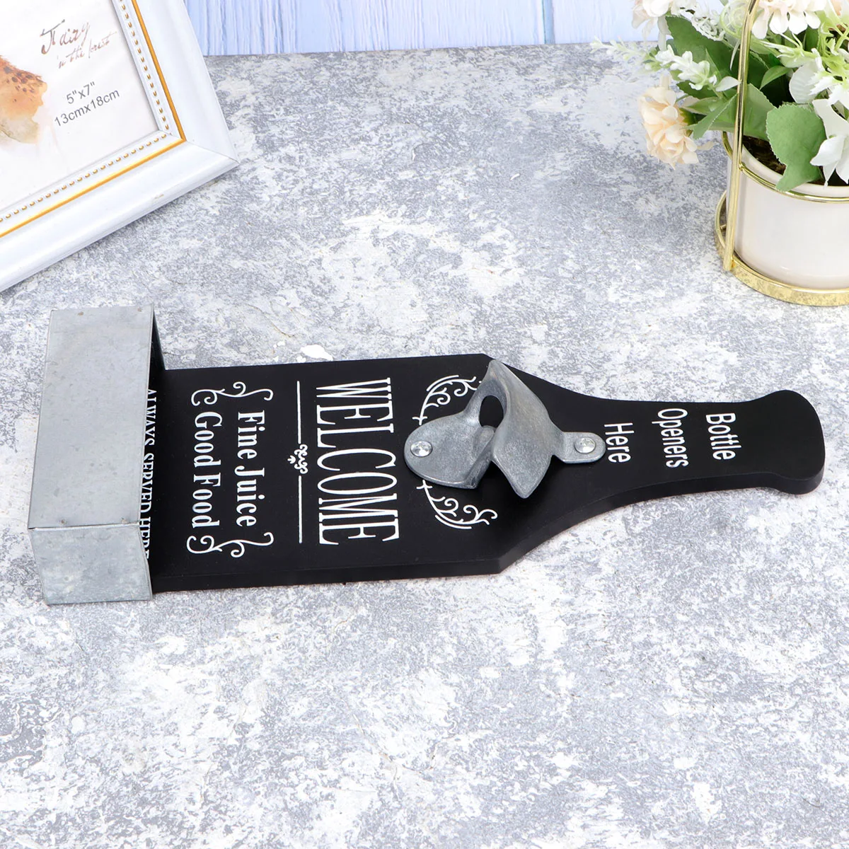 

Wooden Wall Mounted Beer Bottle Opener Creative Bar Decor Beer Cap Catcher Home Decoration Black
