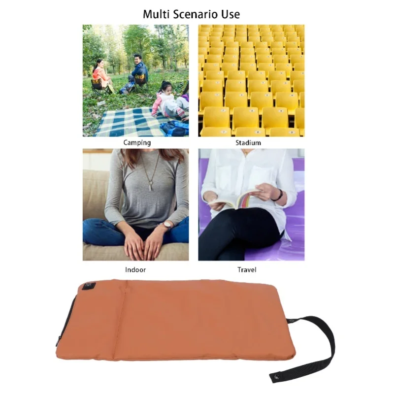 Heated Seat Cushion 57x30cm 3 Levels USB Powered Leather Electric Heating Seat Pad For Home Outdoor Camping Office Khaki