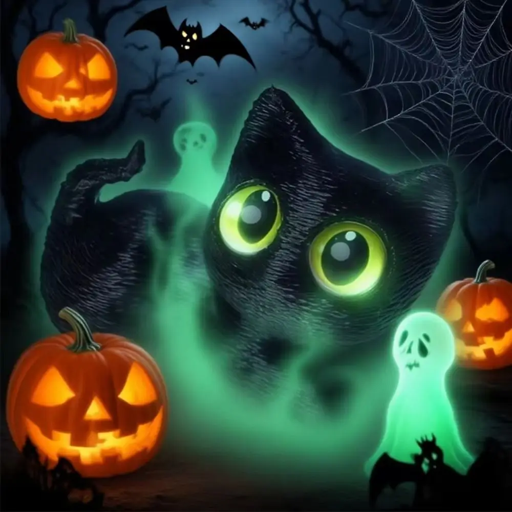 PLA Halloween Cat Anime Figure Handicraft Model 3D Printed Cats Figurines Display Ornament Kitten Micro Landscape Crafts