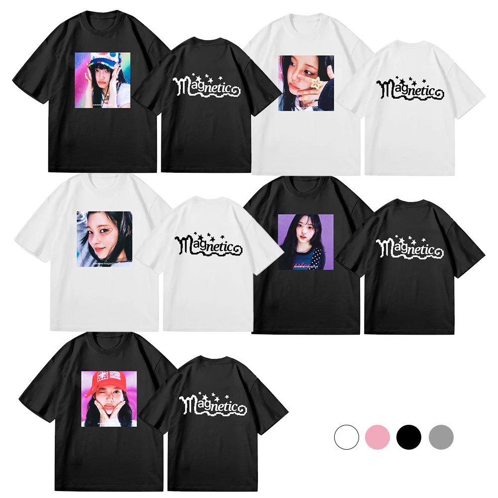 KPOP ILLIT Album SUPER REAL ME T-Shirt Fashion Printed Cotton Short Sleeves MINJU IROHA WONHEE MOKA YUNAH Fans Summer Clothes