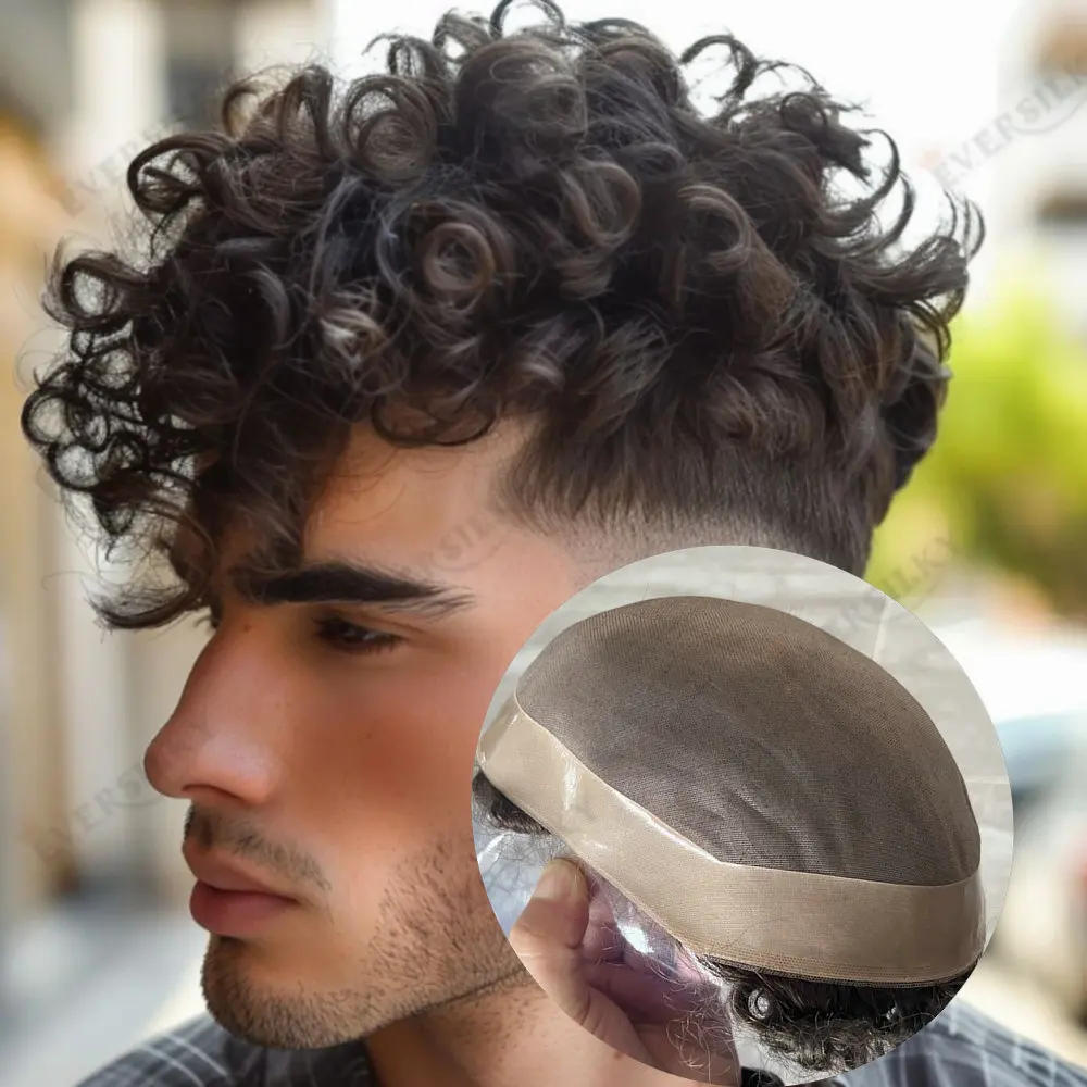 

20 мм/26 мм вьющийся парик моно мужской парик человеческие волосы прочный мужской протез для волос 15 мм вьющийся парик мужской 6 "система замены волос