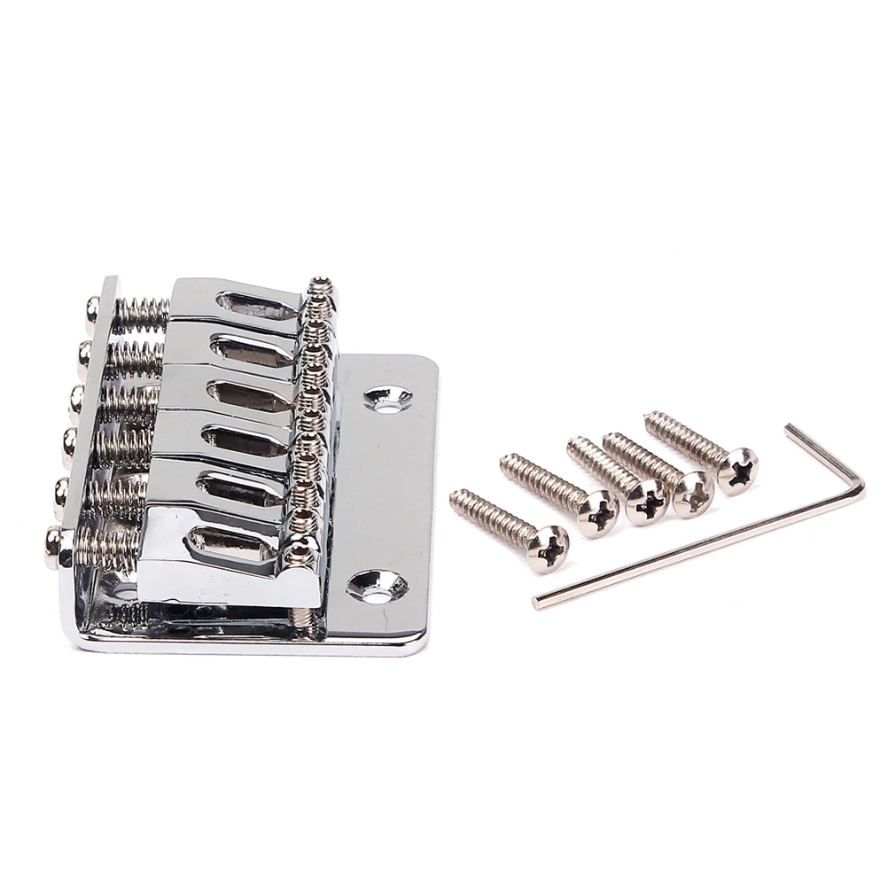 

65mm Silver Electric Guitar Bridge Bass Vintage Style 6 String DIY Metal Durable Long Service Life Height Adjustable Strings Top