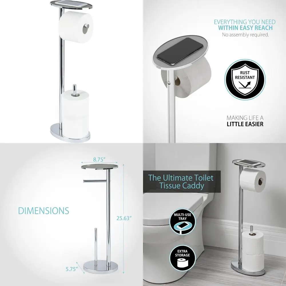 

Ovo Toilet Caddy с верхней полкой, подставка для хранения туалетной бумаги в ванной комнате с дозатором и резервом для 2 дополнительных рулонов Jumbo,