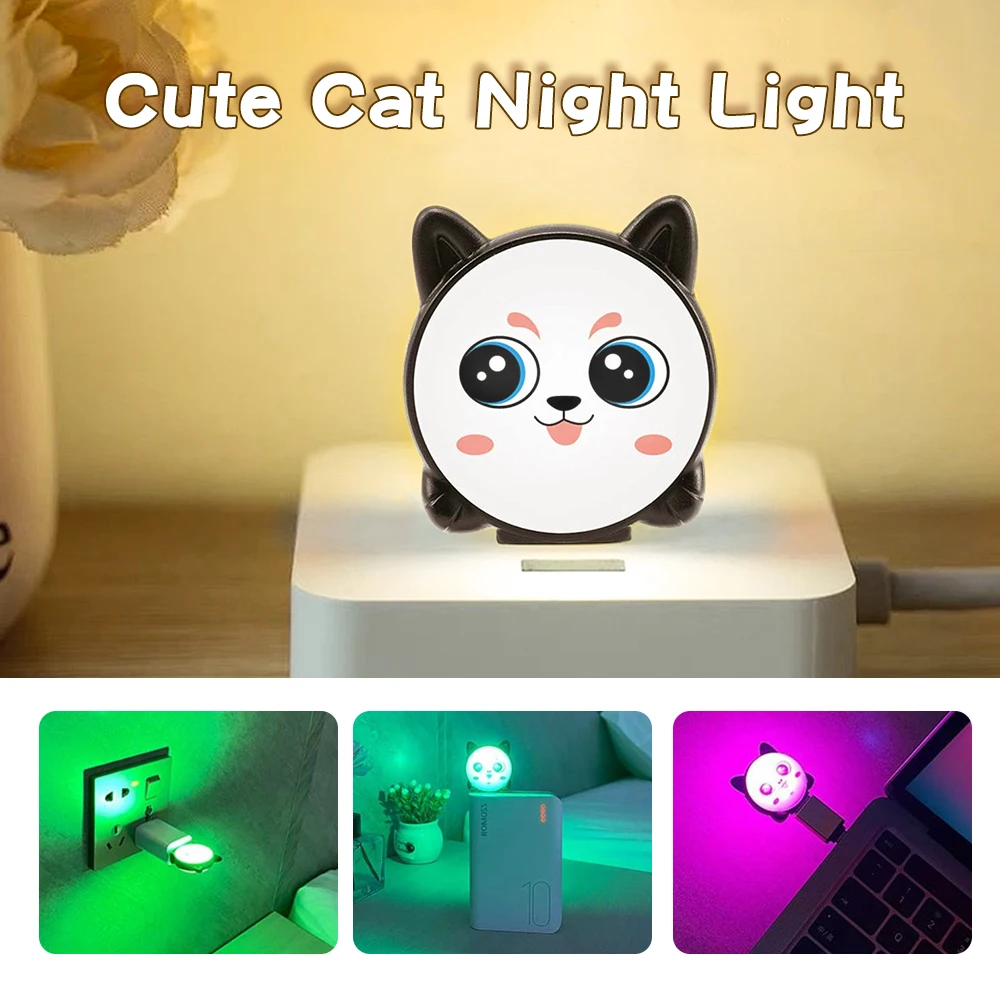 Intelligent Voice Lamp USB Interface Cute Cat English Soft Lights Eye Protection Convenient Voice Control Switch Night Light