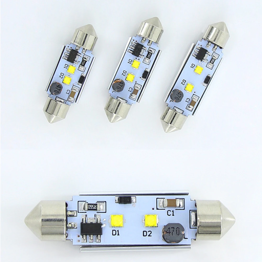 2pcs Car LED Reading Door Light 12V White LED Roof License Plate Lamp 31/36/39/41mm Universal Car Light Accessories