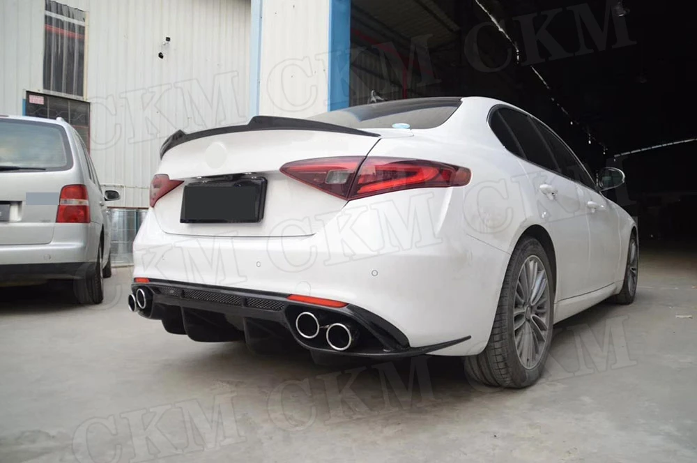 

Материал углеродного волокна, диффузор для заднего бампера для Alfa Romeo Giulia Standard FRP, неокрашенный защитный бампер, комплект кузова автомобиля 2017-2020