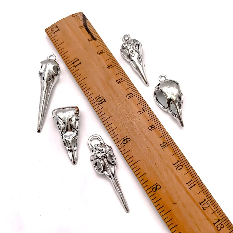 5pcs/Lot Vintage Gothic Halloween Bird Charms Skull Skeleton Head Pendants For DIY Earring Necklace Jewelry Making Supplies